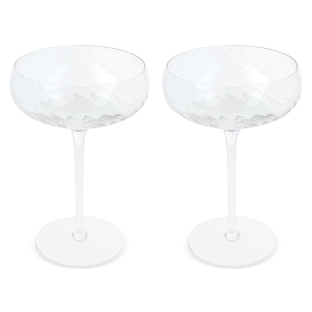 Byon Opacity set van 2 champagneglazen met stijlvol glas patroon 300ml