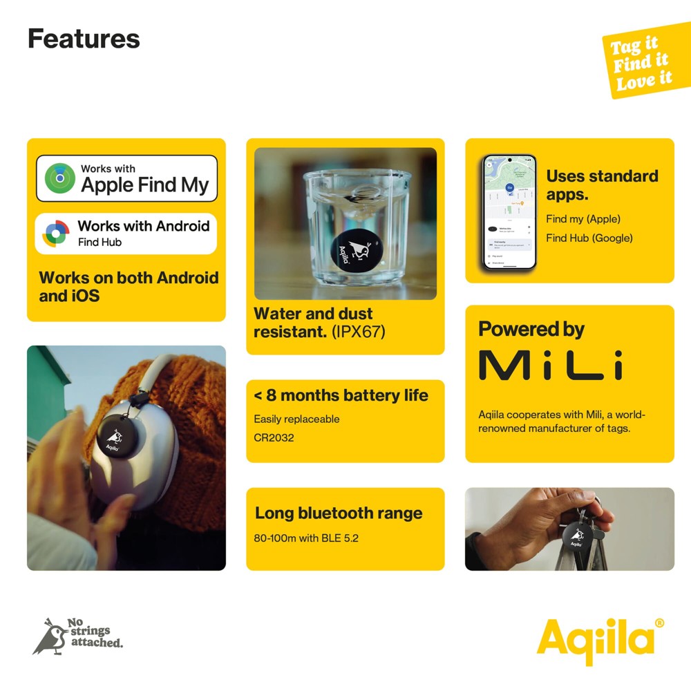 Aqiila Tagbird Waterdichte Tracker met Fietsbel