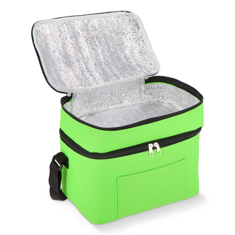 R-PET 600D koeltas met dubbele compartimenten, 30 x 20 x 24 cm, 12L